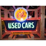 New OK USED CARS Double-Sided Painted Neon Sign with Bullnose 52"W x 39"H