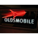 New Oldsmobile Rocket Animated Porcelain Sign with Neon 72 IN W x 38 IN H 