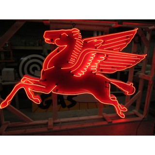 New Large Left Facing Mobil Pegasus Cookie Cutter Painted Neon Sign 96"W x70"H