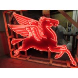 New Large Right Facing Mobil Pegasus Cookie Cutter Painted Neon Sign 96"W x 70"H