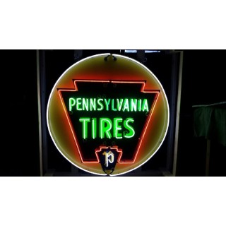 New Pennsylvania Tires Porcelain Neon Sign 36 Inch Diameter / Free Delivery