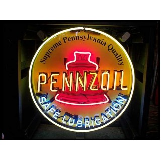 New Pennzoil Porcelain Neon Sign 30 IN Diameter