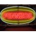 Original Pennzoil Porcelain Sign with Neon 9 FT Wide x 4 FT High