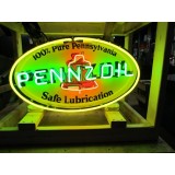 New Pennzoil Double-Sided Porcelain Neon with Aged Steel Can 30" W x 20" H