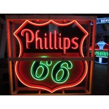 Original Phillips 66 Red/Black Porcelain Neon Sign 6 FT Diameter