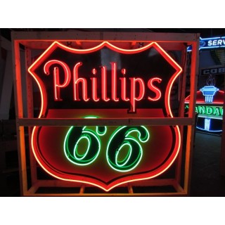 Original Phillips 66 Red/Black Porcelain Neon Sign 6 FT Diameter