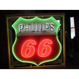 Original Phillips 66 Red/White Porcelain Neon Sign 6 FT Diameter