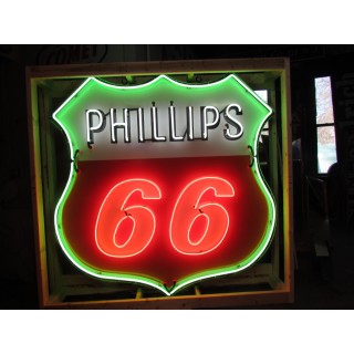 Original Phillips 66 Red/White Porcelain Neon Sign 6 FT Diameter