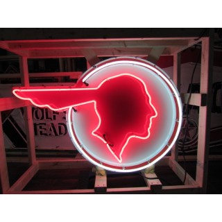 New Pontiac Full Feather Porcelain Neon w/Aged Steel Can 60" x 42"