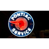 New Pontiac Service Porcelain Neon Sign 36 Inch Diameter / Free Delivery