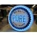 Original Pure Oil Porcelain Sign with Animated Neon 72" Diameter