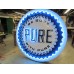 Original Pure Oil Porcelain Sign with Animated Neon 72" Diameter