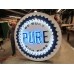 Original Pure Oil Porcelain Sign with Animated Neon 72" Diameter