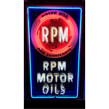 New RPM Motor Oils Porcelain Neon Sign 33"W x 56"H