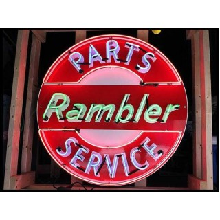 New Rambler Parts & Service Porcelain Neon Sign 48" Diameter