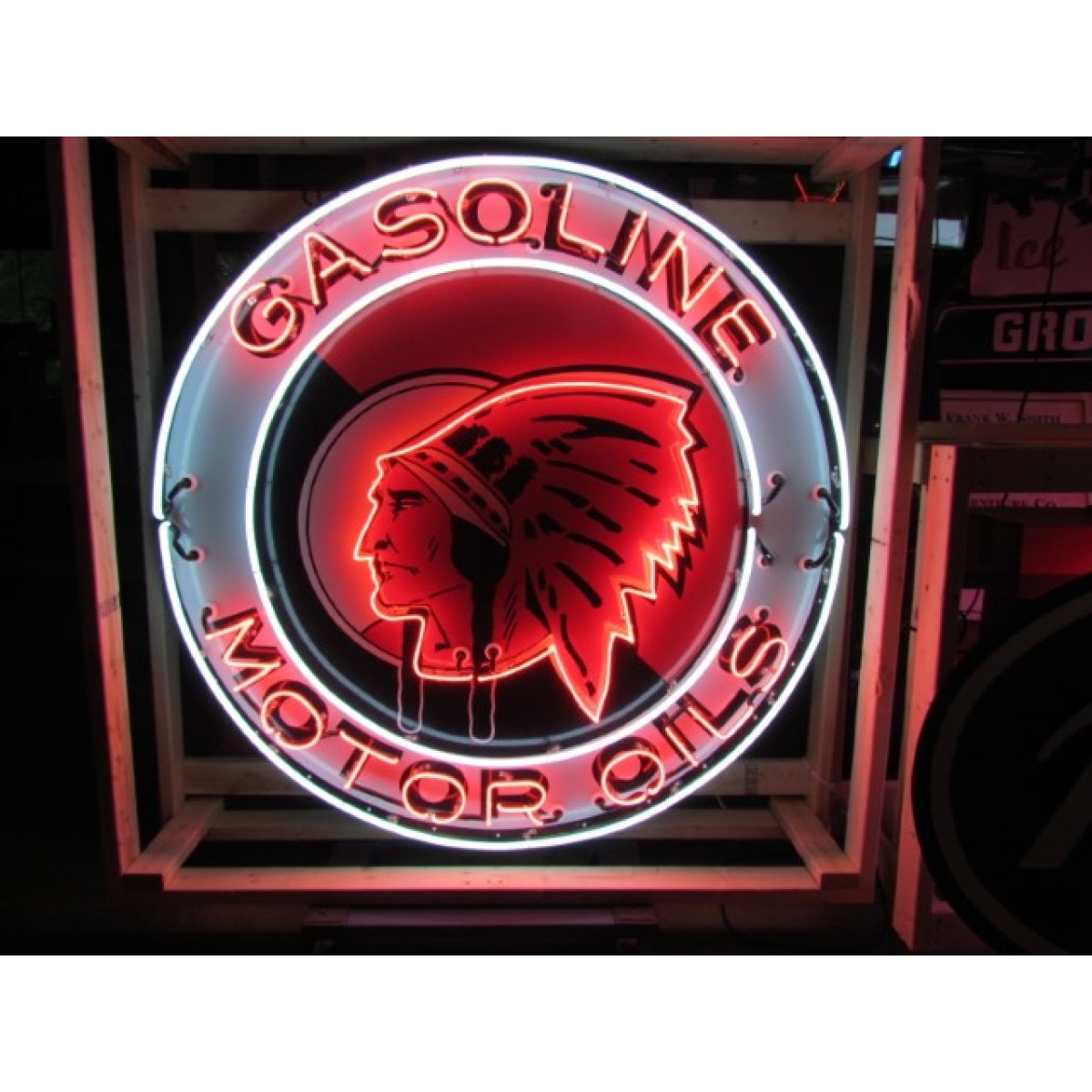 New Red Indian Gasoline Motor Oils Porcelain Neon Sign 60