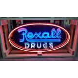 Original Rexall Drugs Double-sided Porcelain Neon Sign 72 IN W x 36 IN H 