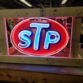 New STP Double-Sided Porcelain Neon Sign 30"W x 20"H