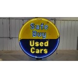 New Safe Buy Used Cars Porcelain Neon Sign 60" Diameter