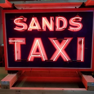 New "SANDS TAXI" Double-Sided Painted Neon Sign 36"W x 24"H - Neon Signs