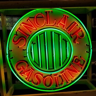 New Sinclair Gasoline Porcelain Neon Sign 42" Diameter