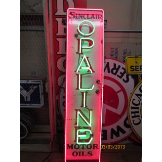 New Sinclair Opaline Motor Oil Vertical Porcelain Neon Sign 60"H x 15"W