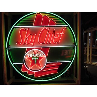 New Texaco Skychief Painted Neon Sign 60" Diameter