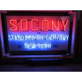Original Socony Standard Oil Company Porcelain Neon Sign 56"W x 32"H