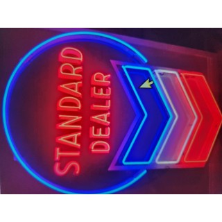 Original Standard Dealer / Chevron Porcelain Sign with Neon 48 IN W x 72 IN H