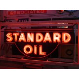 Original Standard Oil Porcelain Sign with Neon & Bullnose Ends 9 FT W x 42 IN H