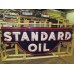 Original Standard Oil Porcelain Sign with Neon & Bullnose Ends 9 FT W x 42 IN H
