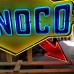 New Sunoco Porcelain Sign with Neon & Flashing Arrow 7 FT W x 5 FT H