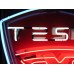 New Tesla Porcelain Sign with Neon 36 IN W x 48 IN H