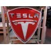 New Tesla Porcelain Sign with Neon 36 IN W x 48 IN H