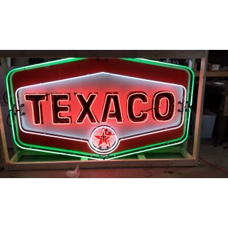 Original Texaco Porcelain Sign with Neon 7 FT W x 4 1/2 FT H