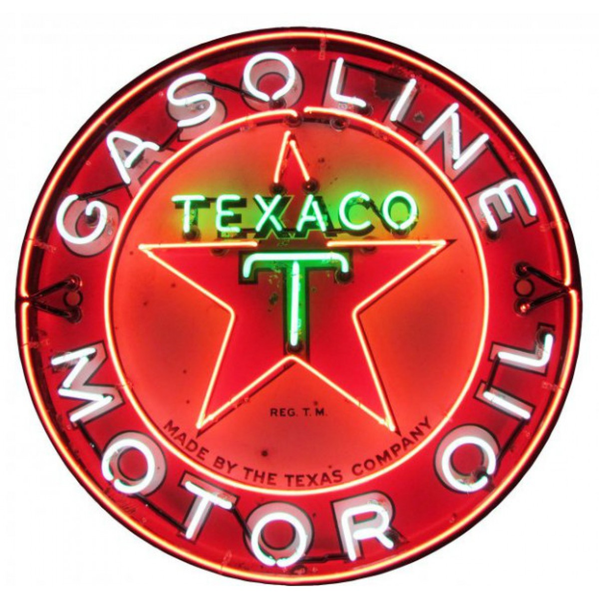 New Texaco Gasoline Motor Oils Porcelain Neon Sign - 48