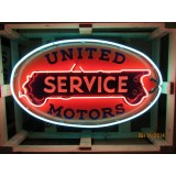 New United Motors DDoule-Sided Porcelain Neon Sign 48"W x 28"H