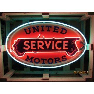 New United Motors Single-Sided Porcelain Neon Sign 48"W x 28"H