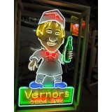 New Porcelain Vernor's Soda Jerk Sign with Neon 42 " W x 72 "H 