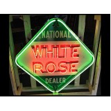 New White Rose Porcelain Neon Sign - 48" x 48"