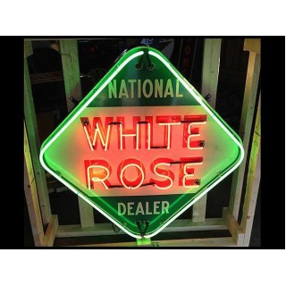New White Rose Porcelain Neon Sign - 48" x 48"