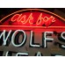 New "Ask for Wolf's Head Oil" Porcelain Neon Sign - 36" Diameter