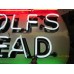 New "Ask for Wolf's Head Oil" Porcelain Neon Sign - 36" Diameter